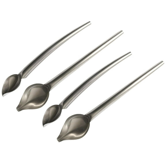GOOHOCHY 4 Pcs DIY Stainless Steel Pencil Filter Spoons Chocolate Spoons Cake Decoration Baking Pastry Tools Accessories Kitchen Gadget (Silver)
