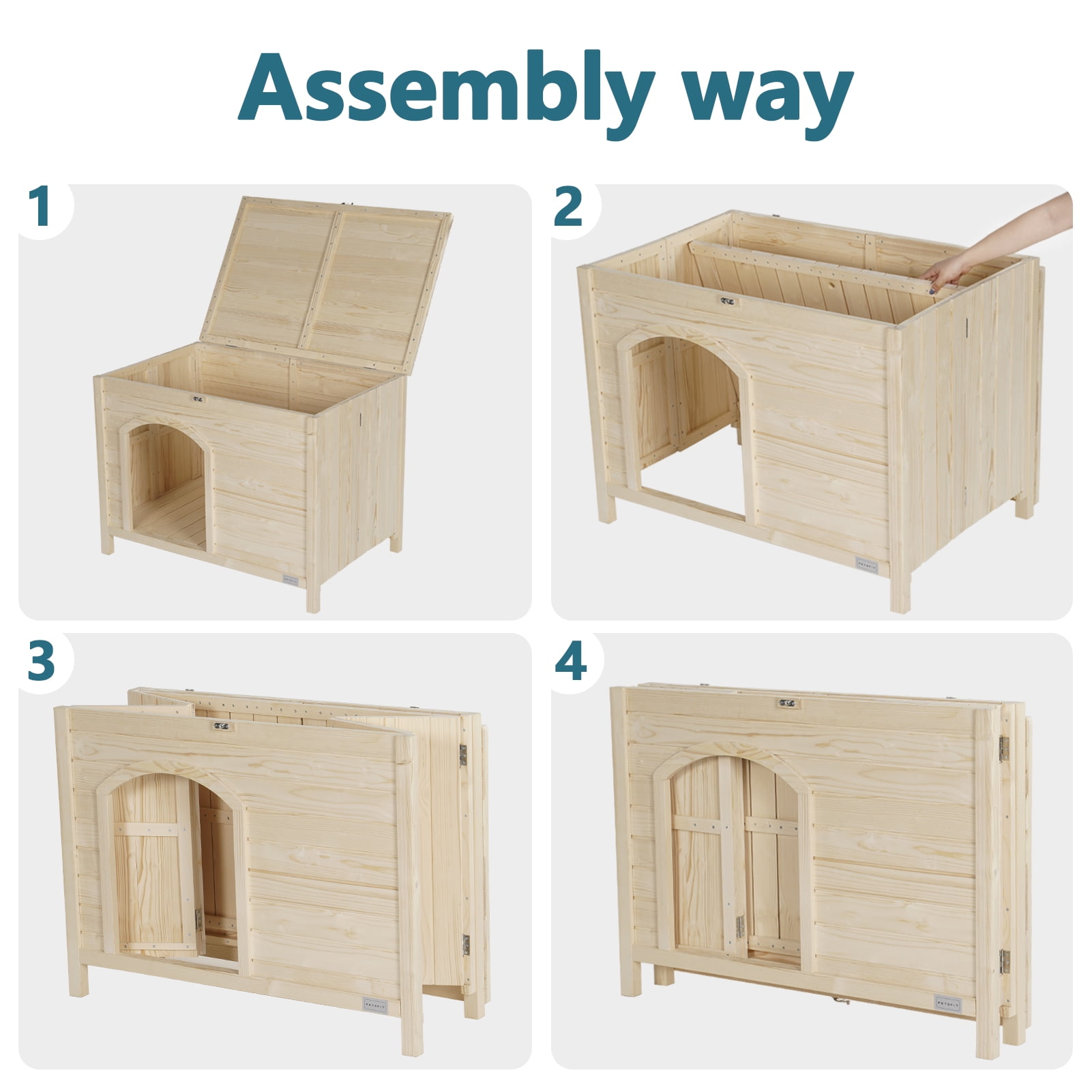 Petsfit Folding Cat House, No Tools Required for Assembly, Cat house Furniture, Indoor  Dog House for Small Dog, 30" L×21" W×24.5" H.