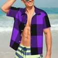 thumbnail image 5 of Picia Purple Buffalo Plaid Gentle Cotton Regular Fit Short Sleeve Casual Hawaiian Shirt for Men-Small, 5 of 9