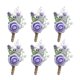 thumbnail image 1 of Set of 6 Reusable Salvia Corsage Flower Groomsmen Boutonniere Wedding Party Artificial Silk Flower for Various Occasion White, 1 of 4