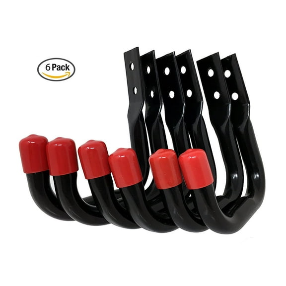 Tetra-Teknica UH03-6P Heavy Duty Garage Storage Utility Hooks, Color Black, 6 per Pack
