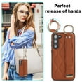 thumbnail image 2 of Allytechgroup Galaxy S23 Case with Keychain, Luxury Girly PU Leather Back Cover Bracket Stand Shockproof Bumper Drop Proof Phone Case Cover for Samsung Galaxy S23, Brown, 2 of 8
