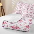 thumbnail image 4 of Homewish Watercolor Pink Bat Twin Quilt Set for Girls, FHalloween Theme Twin Coverlet Set, Pink Purple White, 2-Piece 1 Bedspread and 1 Pillowcase, 4 of 7