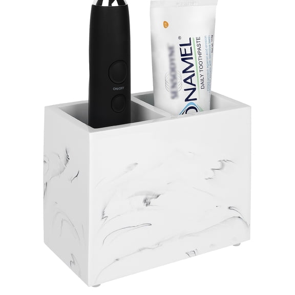 Linkidea Countertop Toothbrush Holder for Bathroom, Resin Tooth Brush Stand for Electric Toothbrush and Toothpaste, Organizer Compatible with Oral-B iO Series, Philips Sonicare, Aquasonic(White)