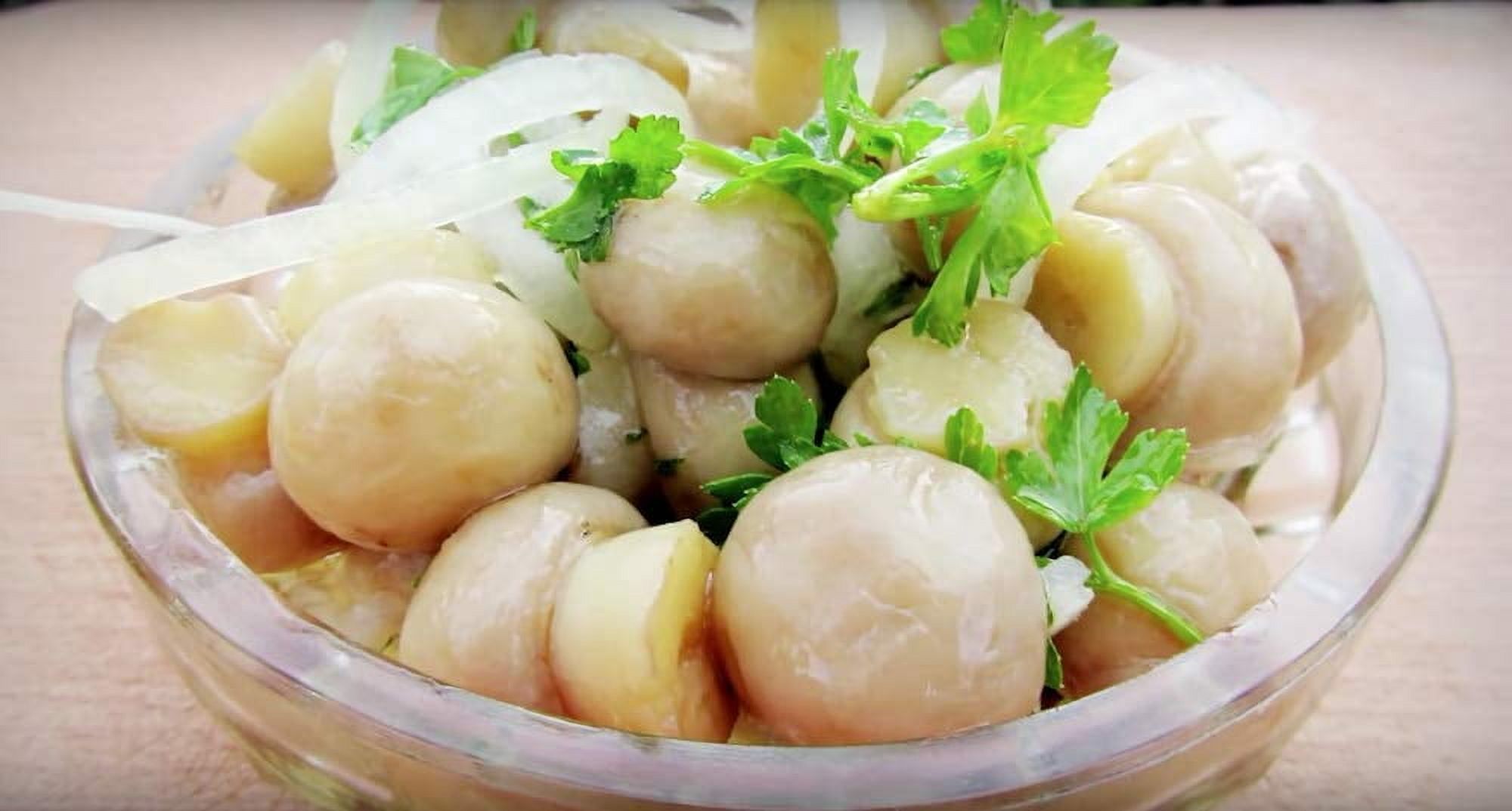 Pickled Mushrooms with Garlic and Spices 160z. Four (4) Glass Jars