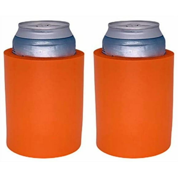 Enfriador de latas Old School de espuma gruesa en blanco (paquete de 2 naranja)