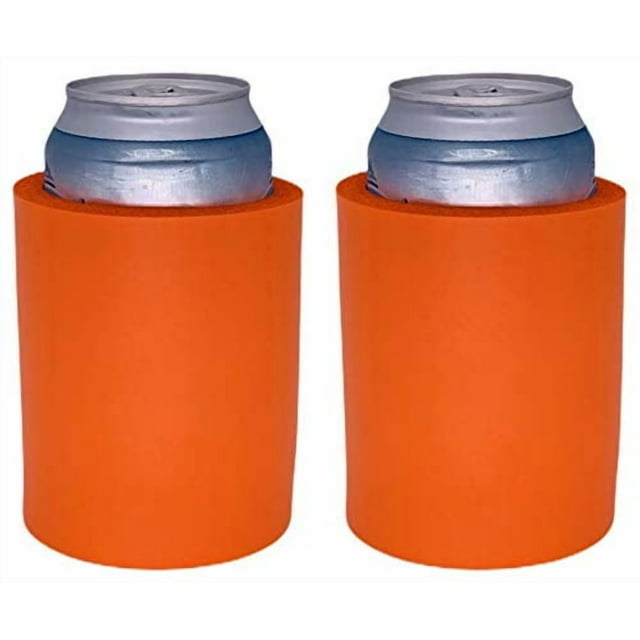 Enfriador de latas Old School de espuma gruesa en blanco (paquete de 2 naranja)