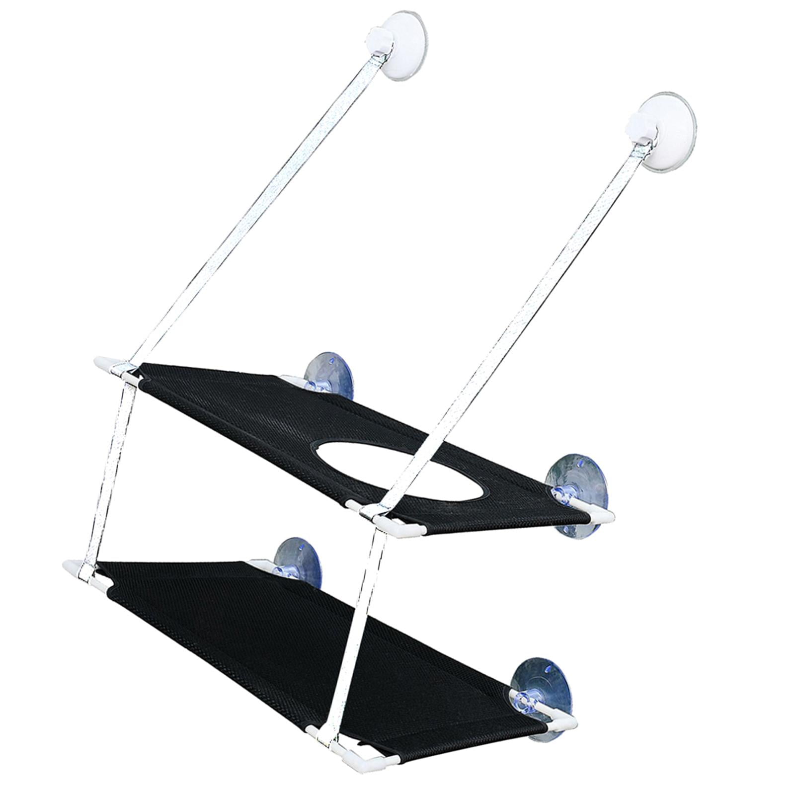 Bvdfgk Pet Cat Window Mounted Hammock Suction Cup Soft Perch Hanging Bed Shelf Bearing Black Double Layer
