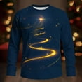 thumbnail image 2 of Feancey Big and Tall Christmas Graphic Tees for Men Fashion Xmas Tree Printed Long Sleeve Shirt Lightweight Casual Crewneck Pullover Tops Blue L, 2 of 6