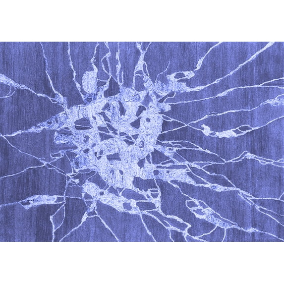 Ahgly Company Indoor Rectangle Abstract Blue Contemporary Area Rugs, 7' x 9'