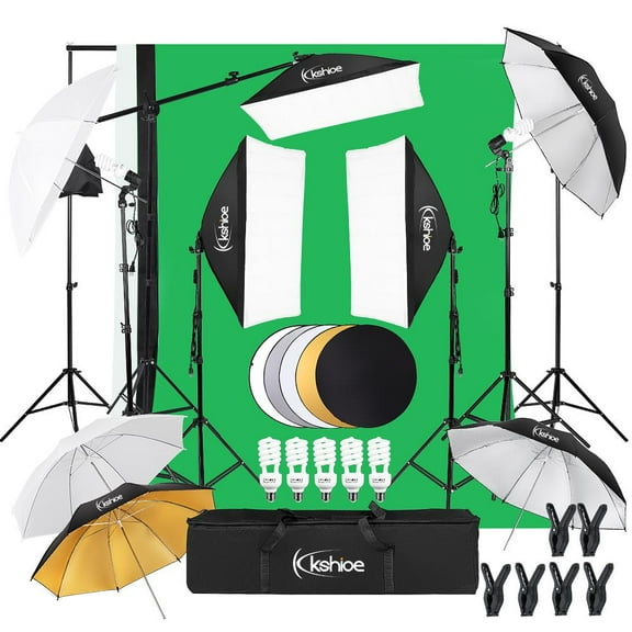 Zimtown Video Photo Studio Photography Continuous Lighting Kit 3 Backdrops Stand Set