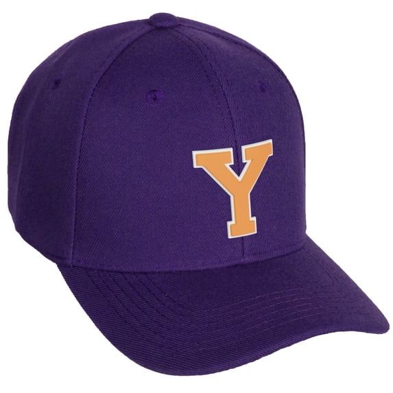 Daxton Classic Baseball Hat Custom A to Z Initial Team White Neon Orange Letter, Purple Cap, Letter Y