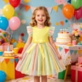 thumbnail image 3 of Lanbubble Toddler Baby Girls Rainbow Tutu Dresses Tulle Dress Party Princess Sequins Sundress Ruffle Sleeveless Yellow 5-6 Years, 3 of 10