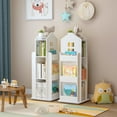 thumbnail image 4 of IAJXWI 3-Tier Rotating Bookshelf, 360° Rotatable Stackable Organizer, Solid Wood-White, 4 of 9