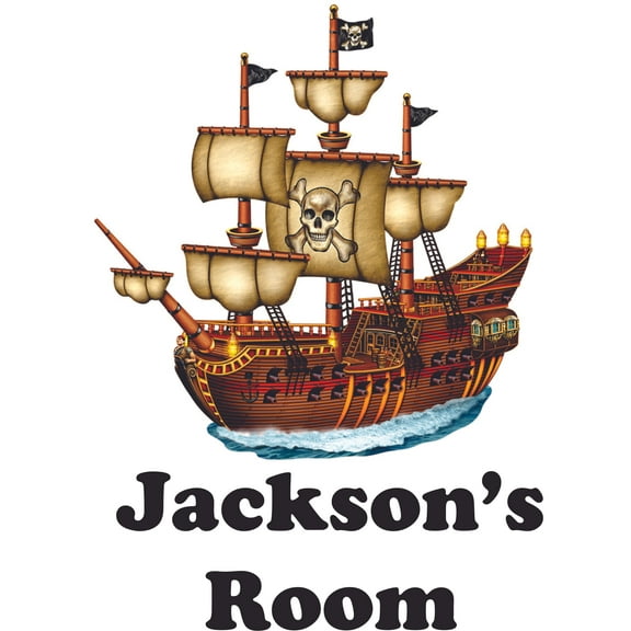 Big Pirate Ship Personalized Name Custom Names Pirate Ship Wall Decals - Boys Room Pirates Ships Kids Decor Sticker Room Decoration for Bedrooms - Stickers Sticker Boy Designs Size (40x40 inch)