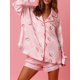 thumbnail image 1 of Conjunto de pijama navideño para mujer, con estampado de Papá Noel, camiseta de manga larga y pantalones cortos elásticos para estar en casa, ropa de dormir suave para dormir, 1 of 5