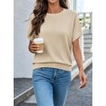 thumbnail image 6 of Short Sleeved Solid Color Women Casual Crew Neck Short Sleeve Knit Sweater Tops, 6 of 6