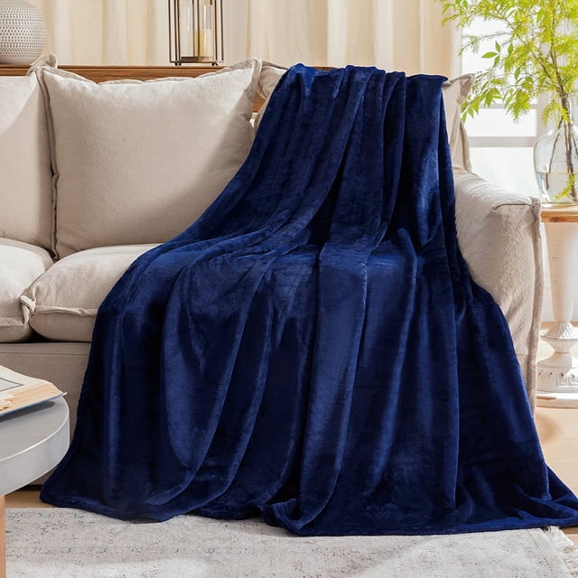 Navy Blue Throw Blanket Twin Size 60 by 80 Inches Flannel Fleece Blanket for Couch Sofa Bed 280GSM,Super Soft Cozy and Luxury Bed Blanket for All Season