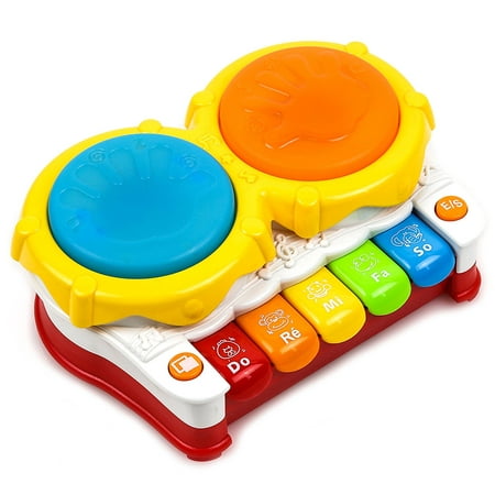 Toysery Baby Toys Piano Music Keyboard Toddler Toys - Hand Drum Music Toys for Kids with Flash Lights - Early Educational