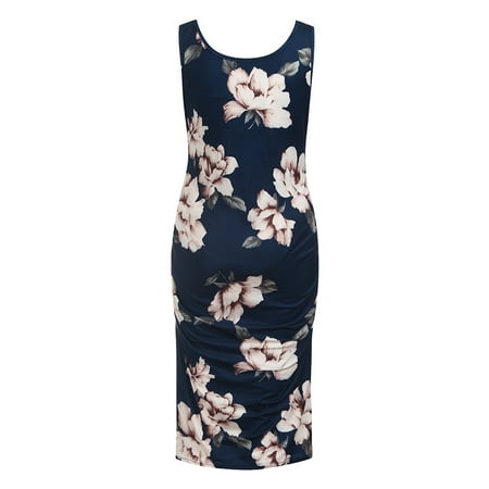 

Mikilon Maternity O-Neck Print Sleeveless Pregnant Women Nursing Causel Dress Maternity Dresses for Women Photo on Discount
