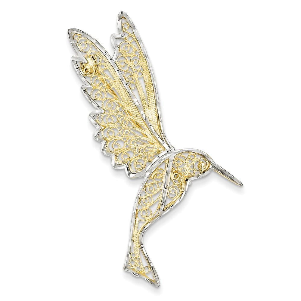 14k Two-tone Gold Filigree Hummingbird Pin - Walmart.com - Walmart.com