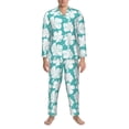 thumbnail image 3 of Salouo Vintage Floral Print Button-Front Long Sleeve Pajama Set for Men, Soft 2Pjs Men's Long Sleeve Sleepwear-XX-Large, 3 of 7