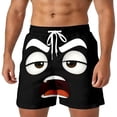 thumbnail image 2 of Mens Casual Shorts Funny Cartoon Face Print Short Pants with Drawstring Comfortable Summer Board Shorts for Men Black L, 2 of 3