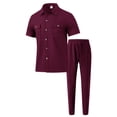 thumbnail image 3 of Glisme Mens 2 Piece Sets Summer Outfits Casual Fashion Button Short Sleeve Pocket Shirt Pants Suit Trend Matching Set, 3 of 4