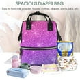 thumbnail image 5 of Pofeuu Pink Purple Glitter Print Diaper Bag Backpack, Multifunction Travel Pack Maternity Baby Changing Bags, Large Capacity, Waterproof, 5 of 6