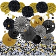 thumbnail image 1 of Juego de decoración de fiesta de 22 paquetes con abanicos de papel colgantes, flores de pompones, banderines triangulares, guirnaldas, lunares y confeti de papel para nacimiento, 1 of 4
