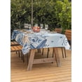 thumbnail image 3 of Outdoor Tablecloth with Umbrella Hole for Patio/Picnic/Party/Camping, Navy Blue Starfish Coastal Waterproof Table Cloth Rectangle Table Cover Washable, Nautical Summer Beach Coral (60"x 84"), 3 of 8