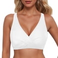 thumbnail image 2 of Bikini Top for Women Solid Color V Neck Push Up Padded Swimsuit Adjustable Strap Style Swim Tops Only(White-2,L), 2 of 7