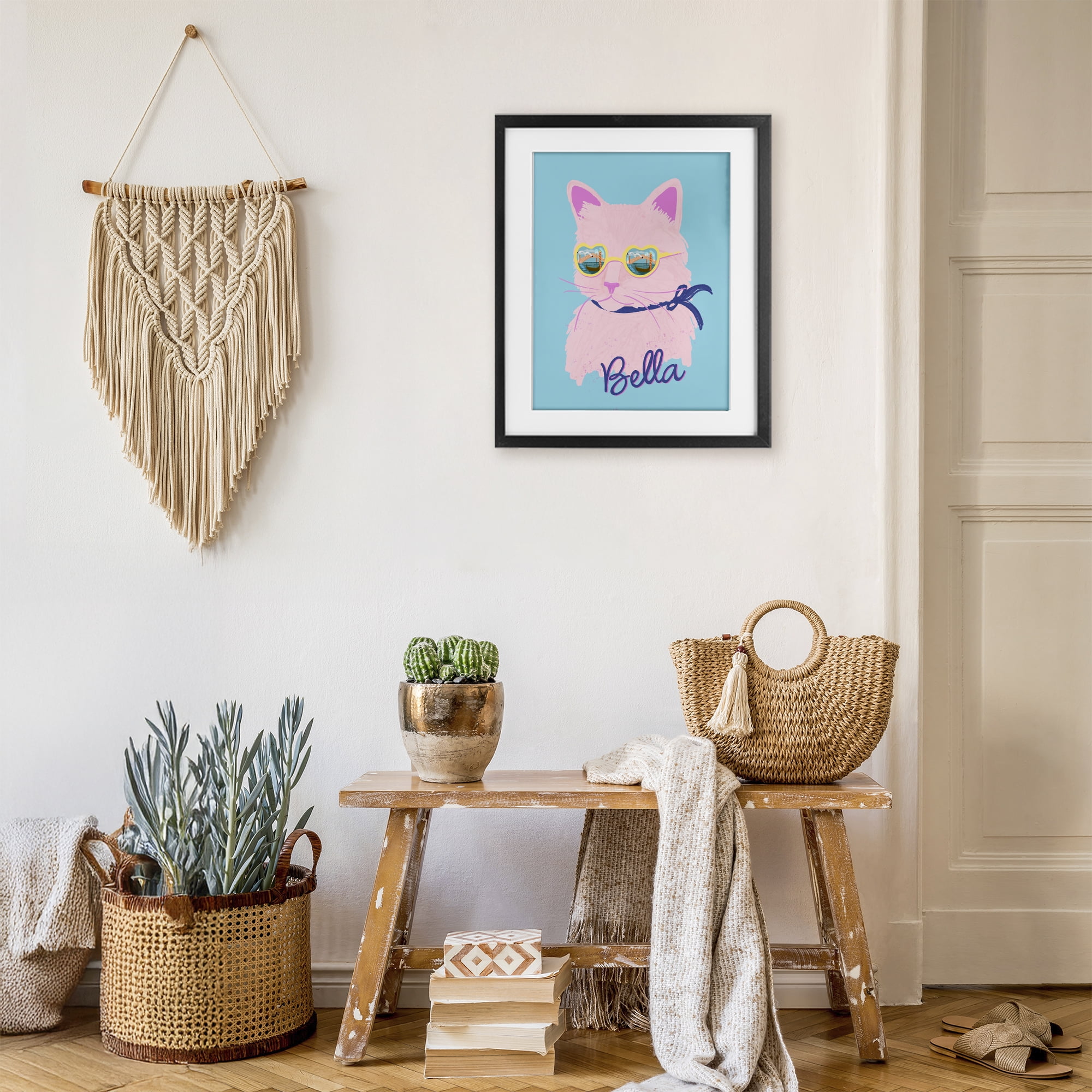 Stupell Industries Cool Cat Bella Black Framed Print Under Glass, design by Steffanie Pisula