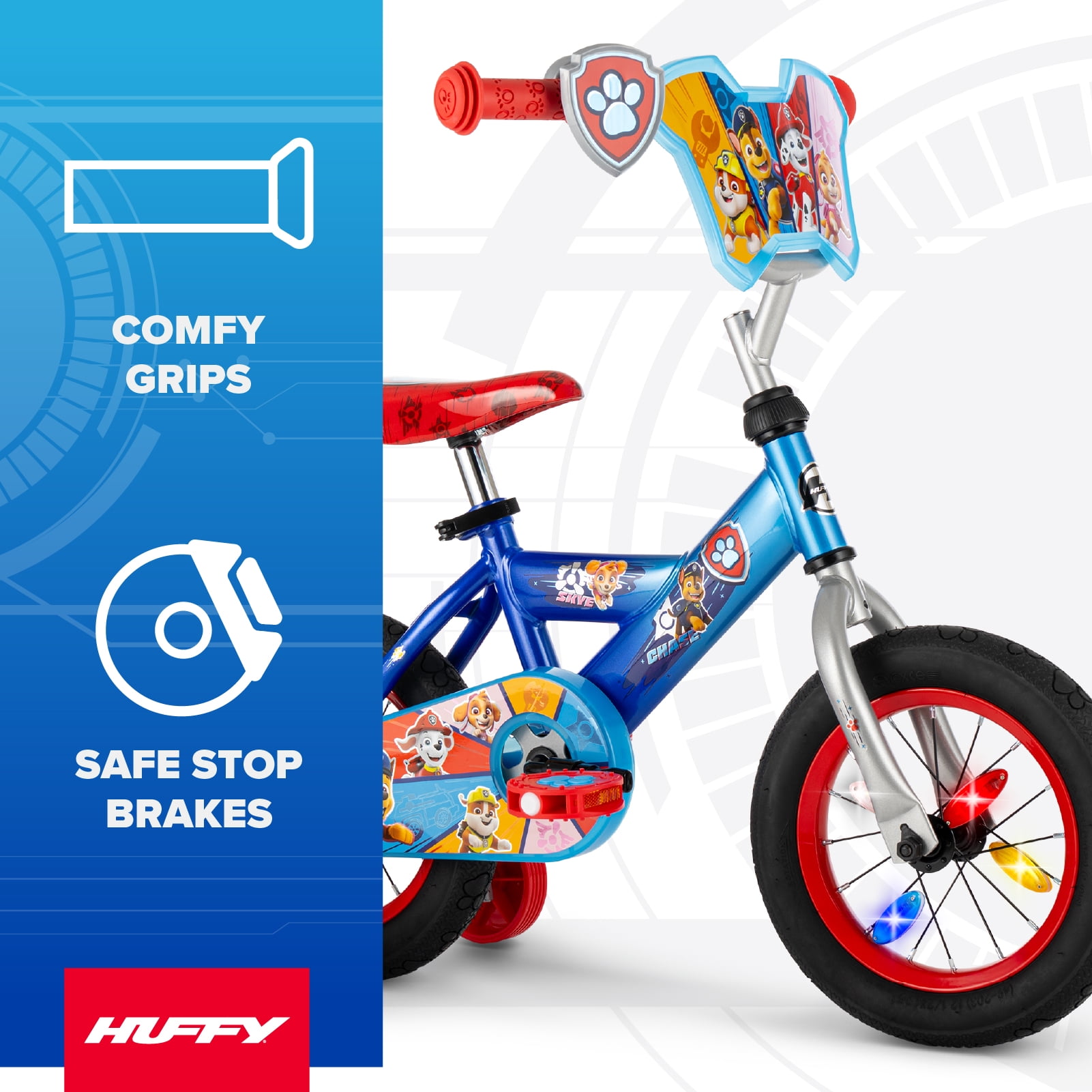 Huffy 12" Paw Patrol Kids' Bike, Fits Riders 37" - 42", Blue, Youth, Boy's