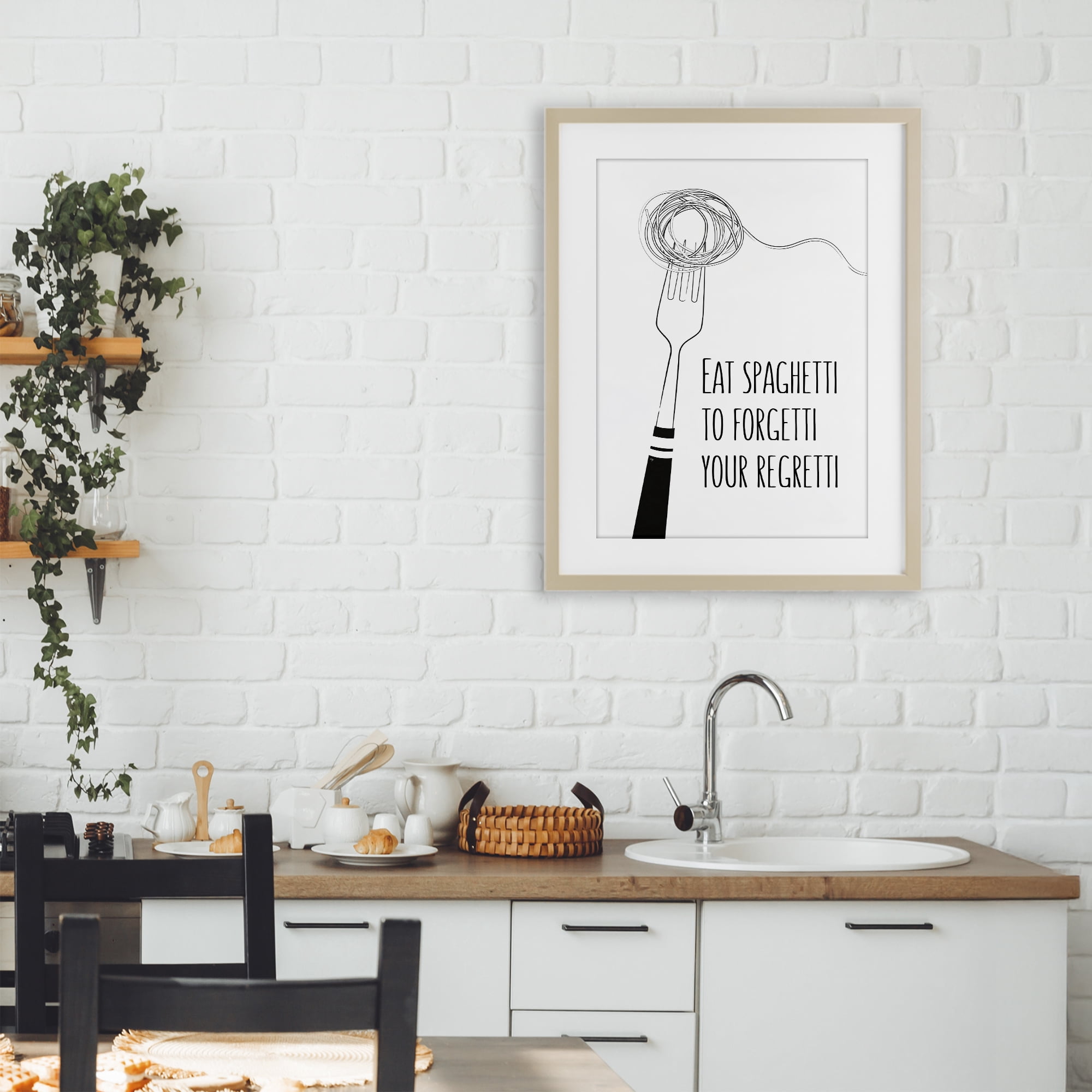 Stupell Industries Funny Spaghetti Sass Birch Framed Print Under Glass, design by Martina Pavlova