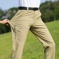 thumbnail image 4 of SuTry Men's Solid Color Pants Fall Trendy Fitting Elastic Waist Button Zipper with Belt Trousers for Golf Tennis Outdoor Activities(Khaki,5XL), 4 of 8