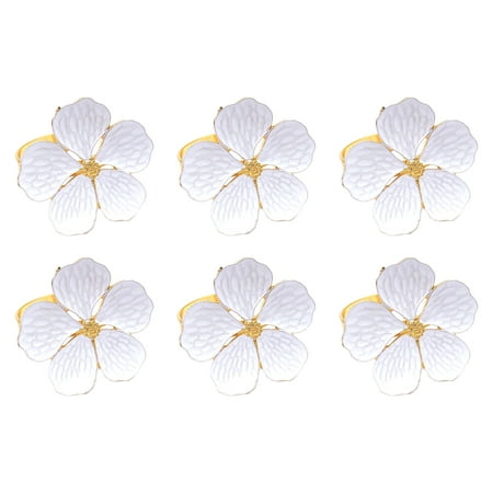 

Reheyre Flower Pattern Napkin Ring Set (6Pcs) Eye-catching Metal Minimalist Design Serviette Buckle for Table Decor