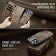thumbnail image 6 of CaseMe Leather Case for iPhone 17 Pro Max,2 in 1 Detachable Wallet Case with 8-Card Holder Zipper Bills Slot,Magnetic Shockproof Flip Leather Cover Zipper Pocket Phone Cases,Brown, 6 of 11