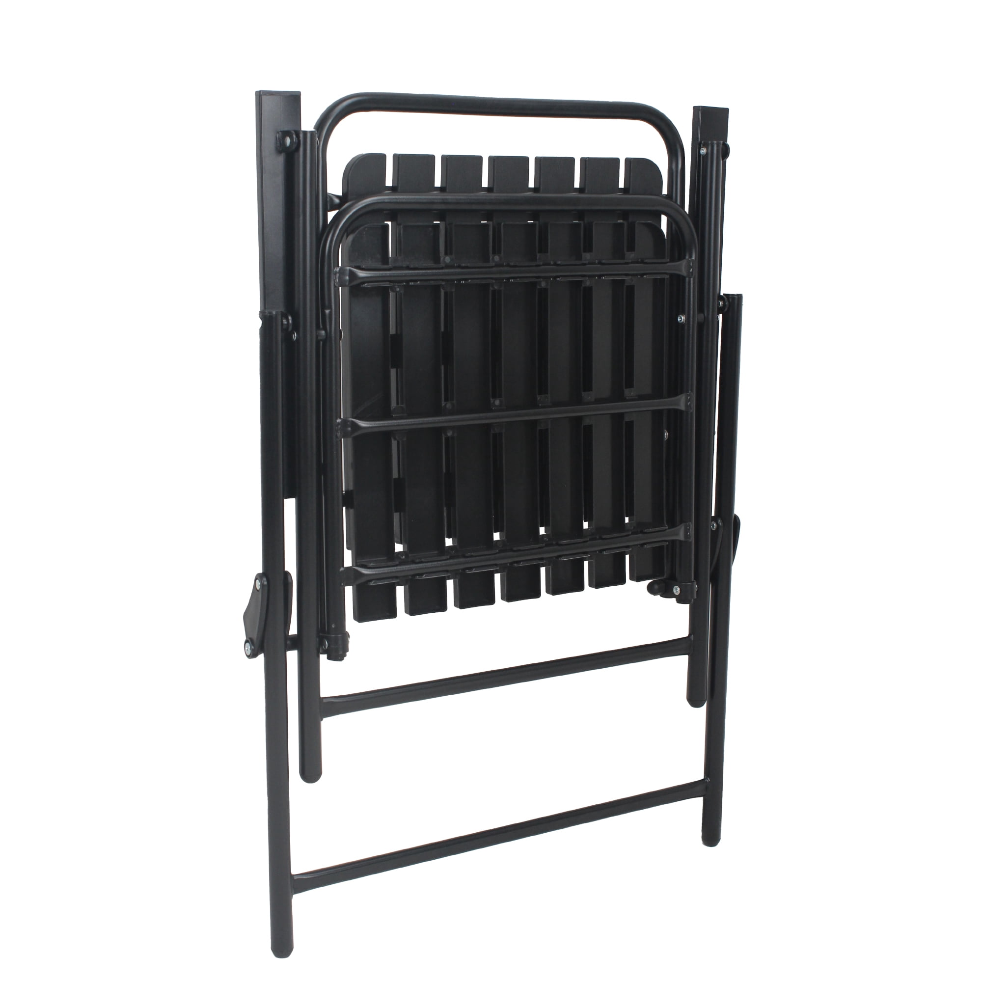 3-Piece Outdoor Patio Bistro Set with Foldable Chairs & Tempered Glass Table, 350 lb Capacity Weather-Resistant Metal Frame for Balcony Garden Terrace, Black
