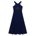 thumbnail image 5 of Loodgao Flower Girl Bridesmaid Dress Halter Floral Lace Chiffon Wedding Party Prom Maxi Gown Navy Blue 16, 5 of 7