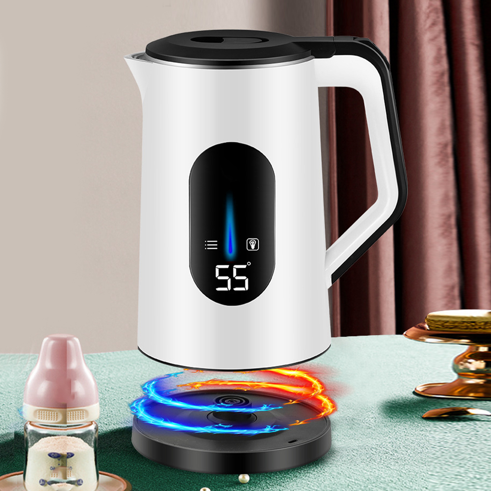 Yiaieng 3L Stainless Steel Electric Tea Kettle Auto-Shutoff 1500W Water Boiler (White)