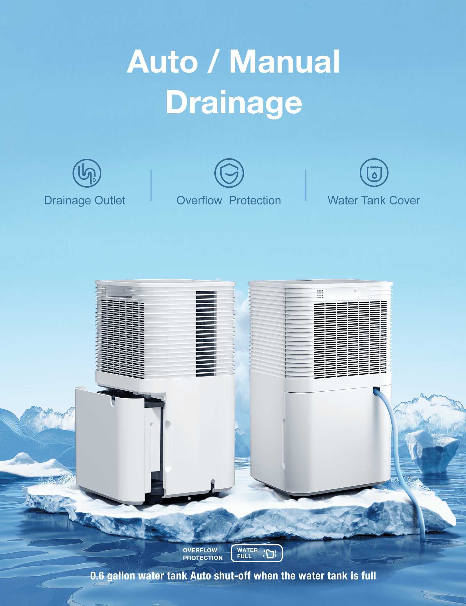 BUBLUE 2000 Sq. Ft 25 Pint Dehumidifier for Basements, Home and Large Room with Auto/Manual Drainage | 36 Db Industry Leading Low Noise | Integrated Air Filters, 3 Modes, Clothes Dry