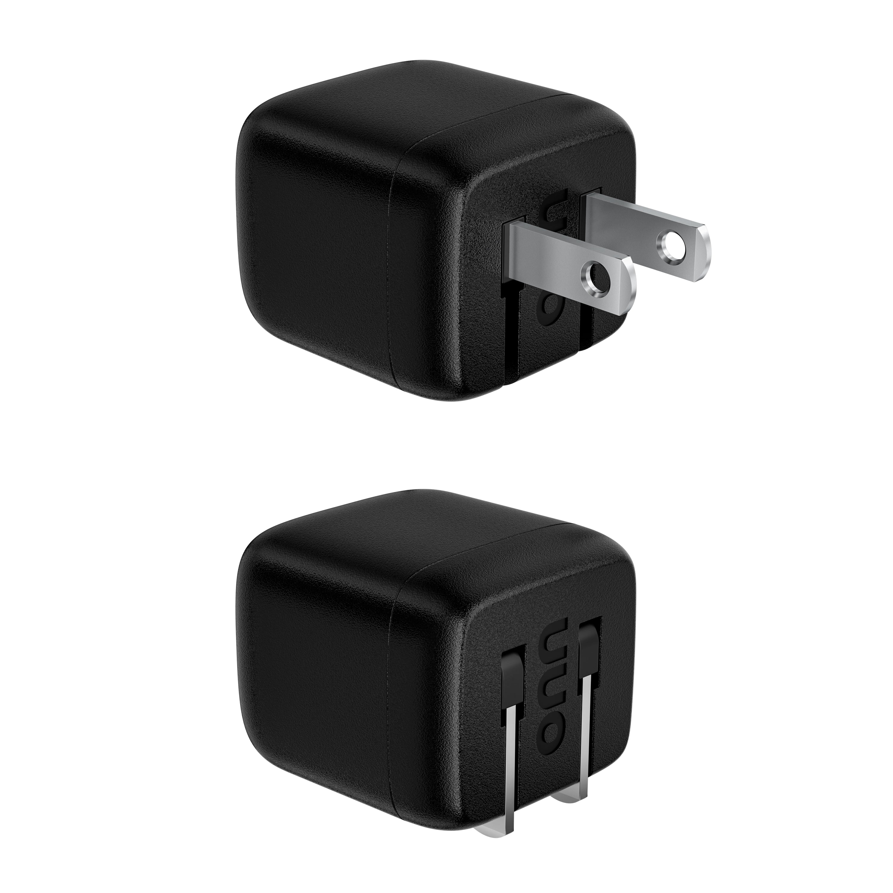 (2 pack) ONN 12W Single USB-A Port Wall Charger With Foldable Plug, Black