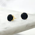 thumbnail image 4 of Gem Stone King 18K Yellow Gold Plated Silver Black Onyx Stud Earrings for Women Men (6.00 Cttw, Gemstone Birthstone, Round 10MM), 4 of 4