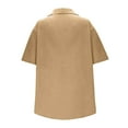 thumbnail image 6 of Taqqpue Plus Size Tops for Women Cotton Linen Tops Loose Fit Casual Roll Up Short Sleeve T-Shirt Trendy Cute Solid Color Blouse V Neck Buttons Shirts, 6 of 6