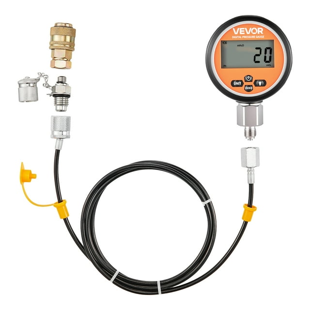 VEVOR Digital Hydraulic Pressure Test Coupling Kit, 10000 PSI Pressure Gauge Manometer Tester with 1 Gauge, 1 Test Coupling, 1 Quick-Release Coupler, and 1 Hose for Excavator Construction Machinery