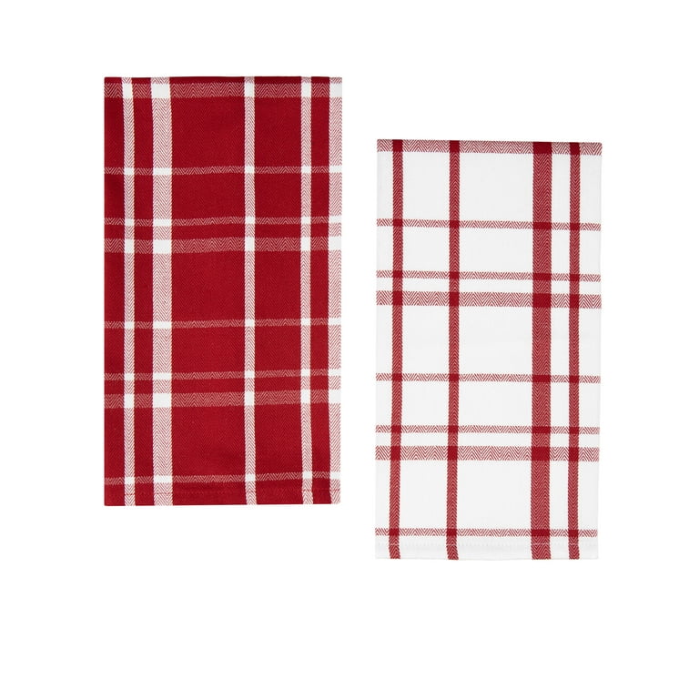 T-fal Red Plaid Solid and Check Parquet Woven Cotton Kitchen Towel (Set of  2) - Yahoo Shopping