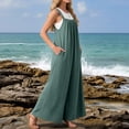 thumbnail image 4 of Women's Casual Wide Leg Jumpsuit Sleeveless Loose Fit Summer Romper with Pockets, 4 of 6