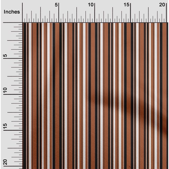 oneOone Cotton Silk Rust Brown Fabric Stripes Sewing Material Print Fabric By The Yard 42 Inch Wide