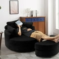 thumbnail image 4 of Aukfa 51" Oversized Accent Chair with Ottoman Set, Living Room Barrel Chair Chaise, Linen, Black, 4 of 10
